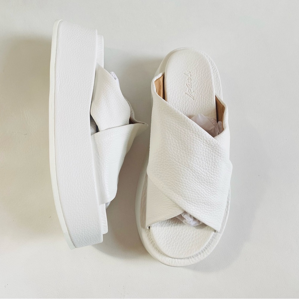 Marsell White Leather Slip-On Platforms Sandals SZ 9.5 - Picture 2 of 11